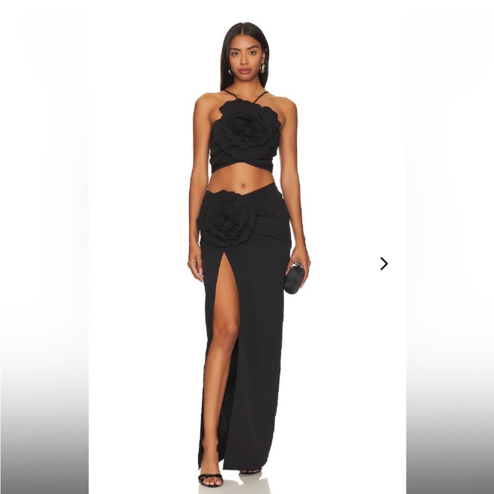 REVOLVE Artemis Gown in Black by Lovers and Friends Rosette Floral Maxi Dress